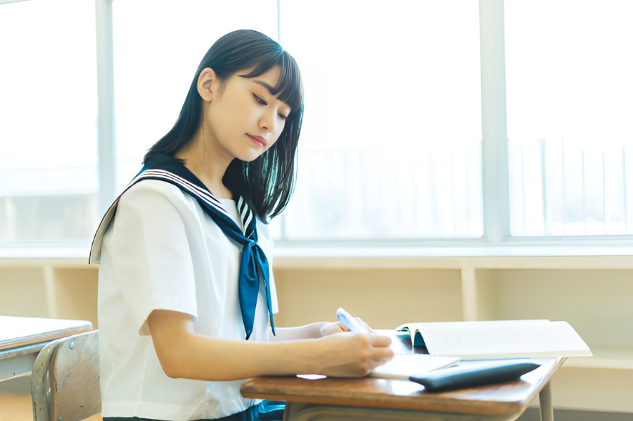 通信制高校で勉強する女の子