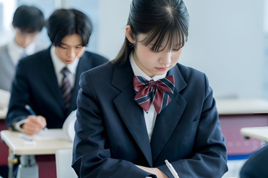 試験を受ける高校生たち